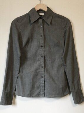 Vintage 90s Suzy Shier Gray Button-Up Dress Shirt Women’s XS Corporate Goth
